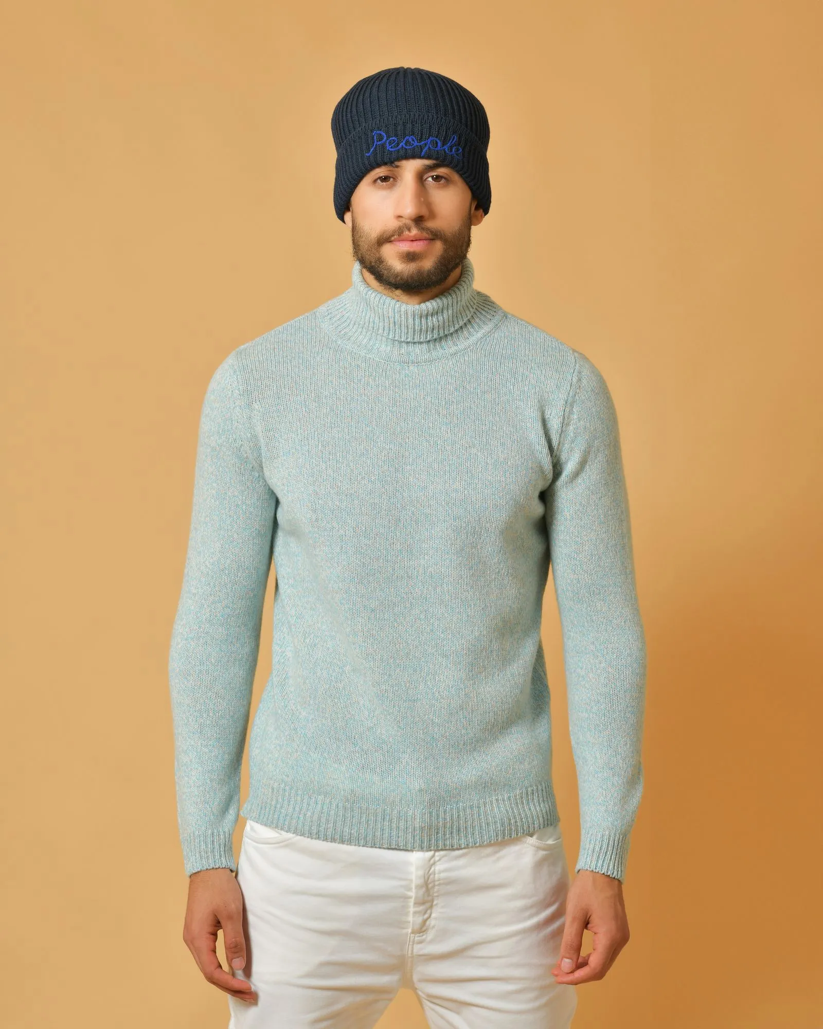 Pull bleu clair et blanc en laine mélangée Wool & Co 