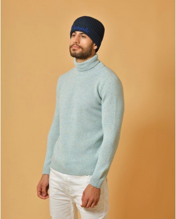 Pull bleu clair et blanc en laine mélangée Wool & Co 