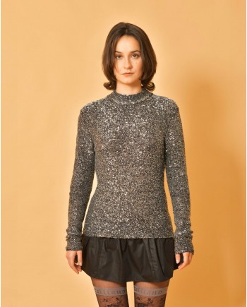 Pull en maille à paillettes argentées Fabiana Filippi 