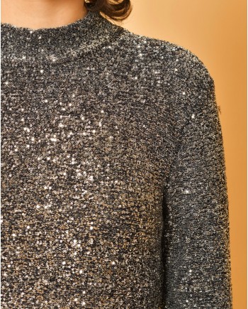 Pull en maille à paillettes argentées Fabiana Filippi 