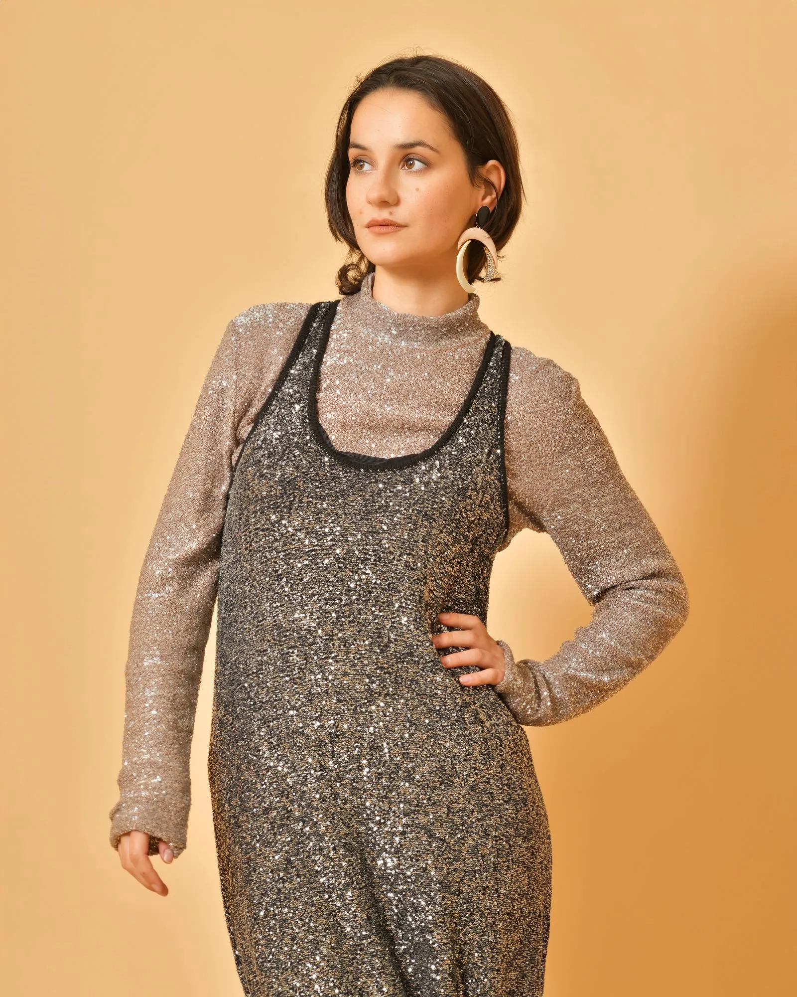 Robe en maille à paillettes argentées Fabiana Filippi 