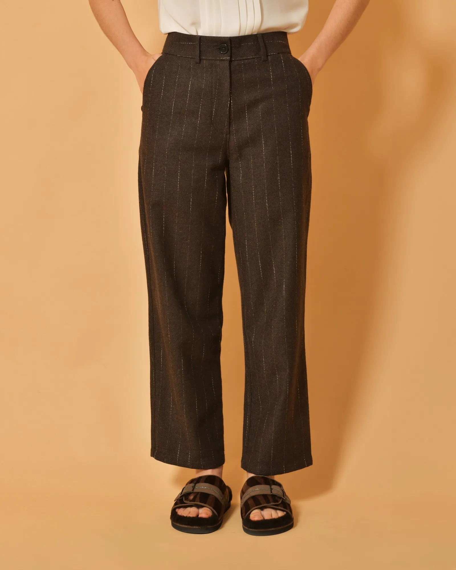 Pantalon à rayures en laine mélangée Chloé Stora 