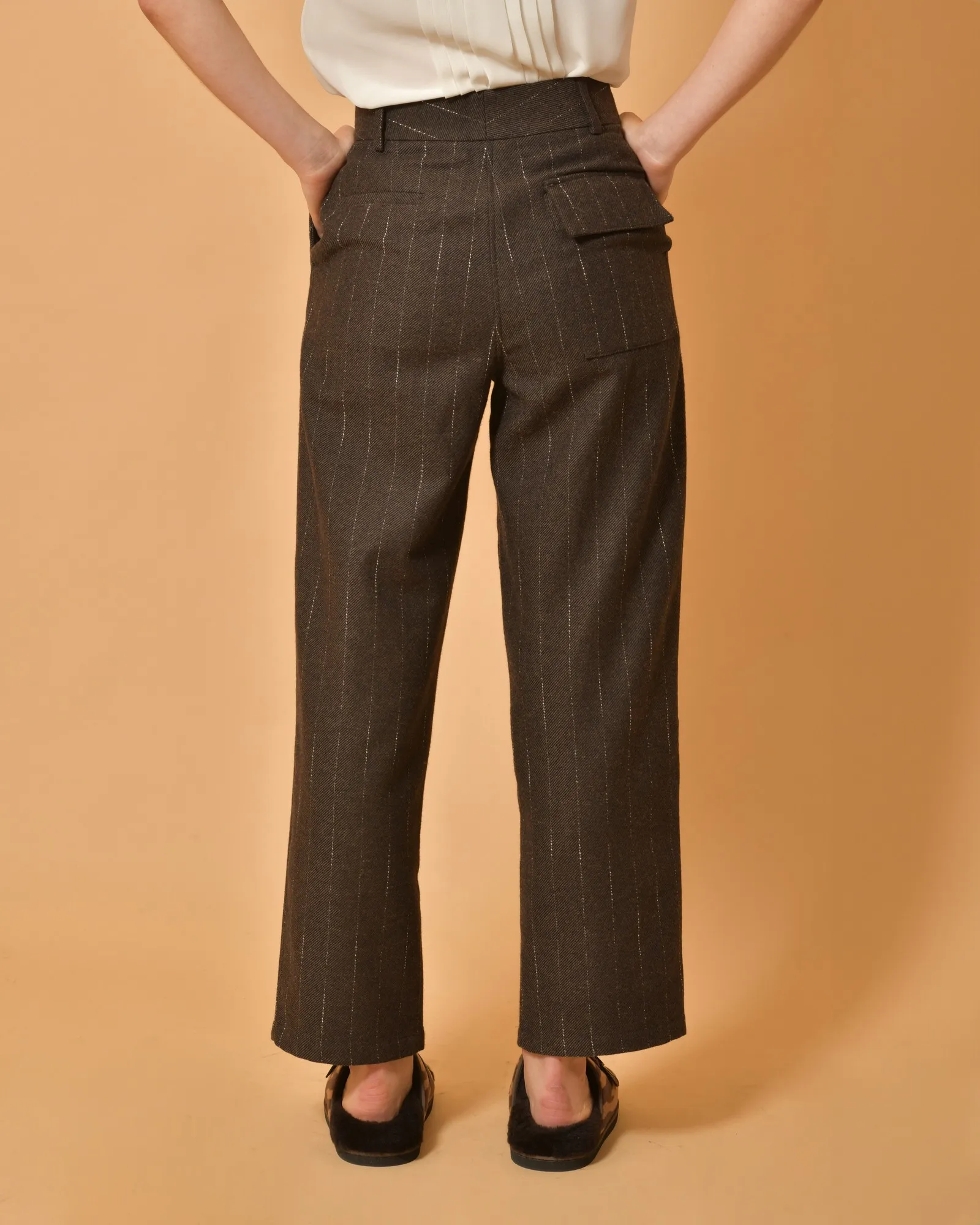 Pantalon à rayures en laine mélangée Chloé Stora 