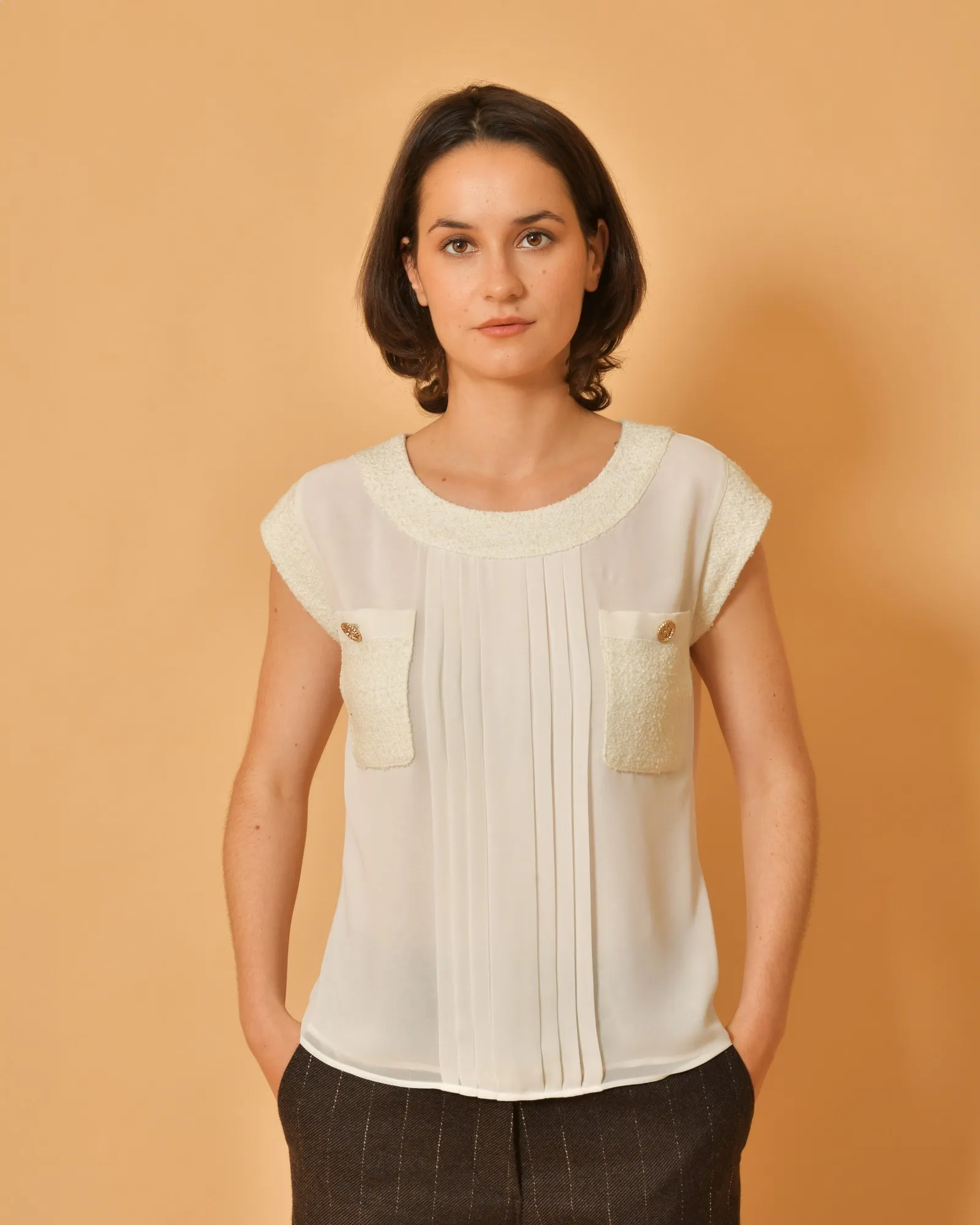 Blouse à plis et empiècements Edward Achour 