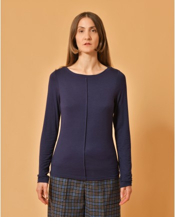 Pull en viscose bleu marine Malloni 