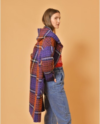 Manteau en laine mélangée multicolore à carreaux Mouche 