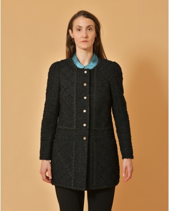 Veste en tweed noir Edward Achour 