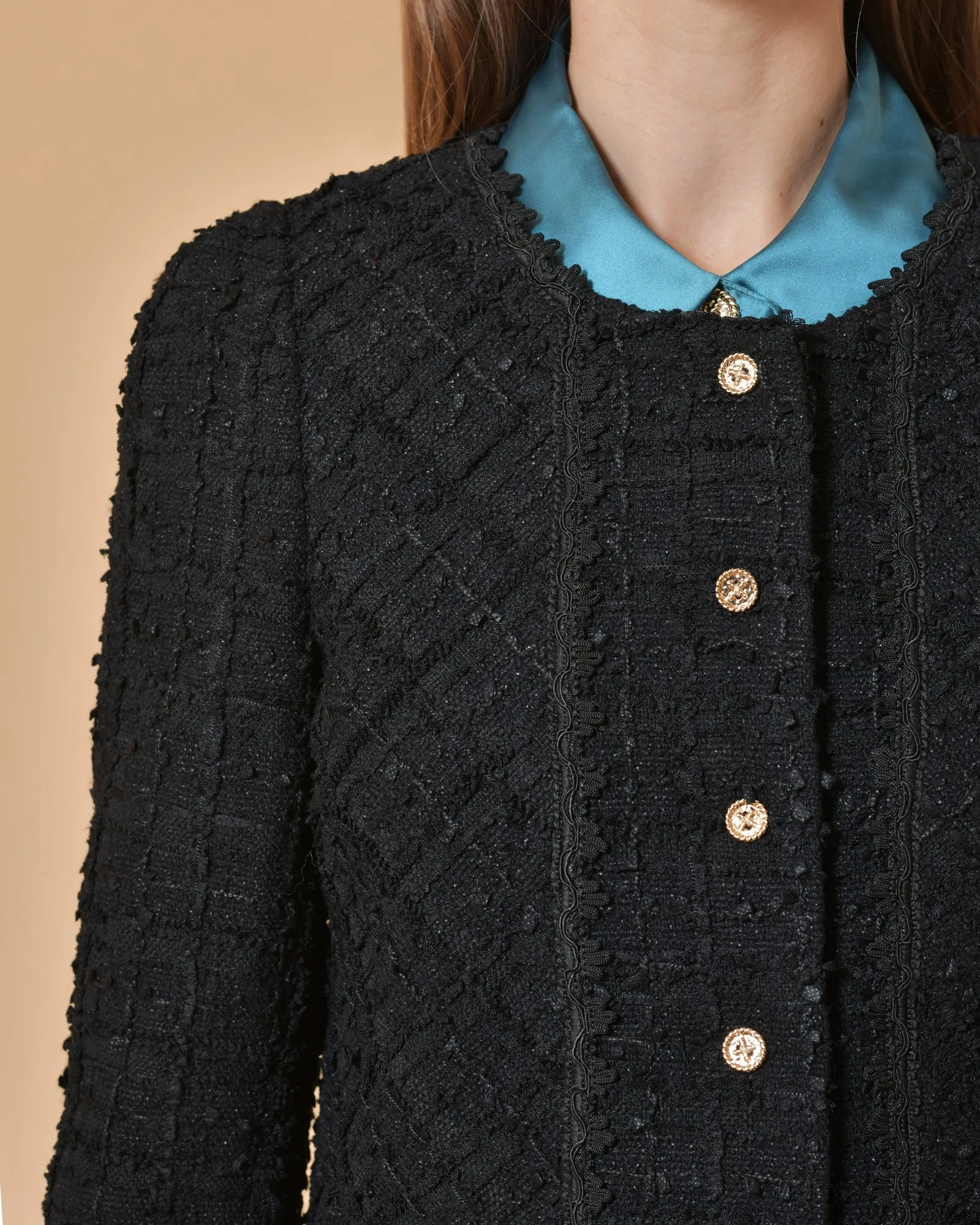 Veste en tweed noir Edward Achour 