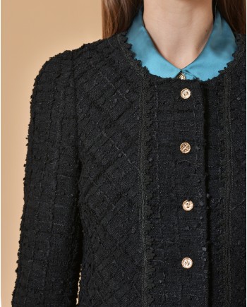 Veste en tweed noir Edward Achour 