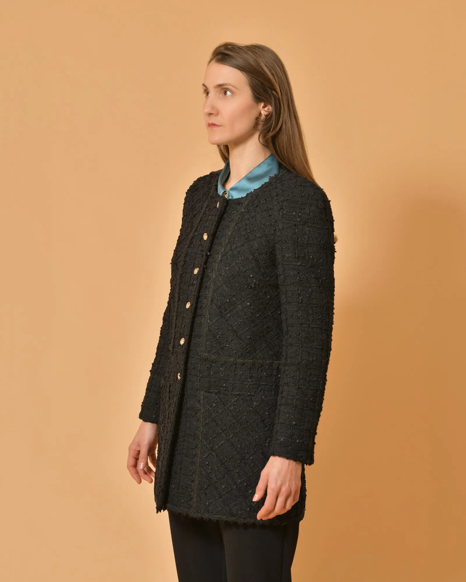 Veste en tweed noir Edward Achour 