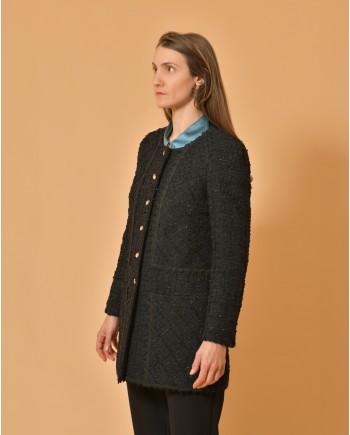 Veste en tweed noir Edward Achour 