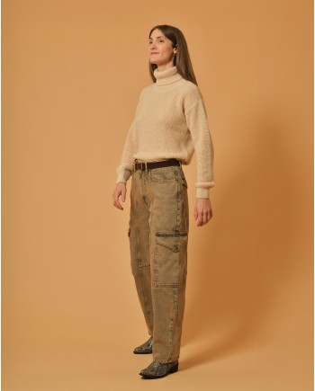 Jean cargo en coton beige Chloé Stora 