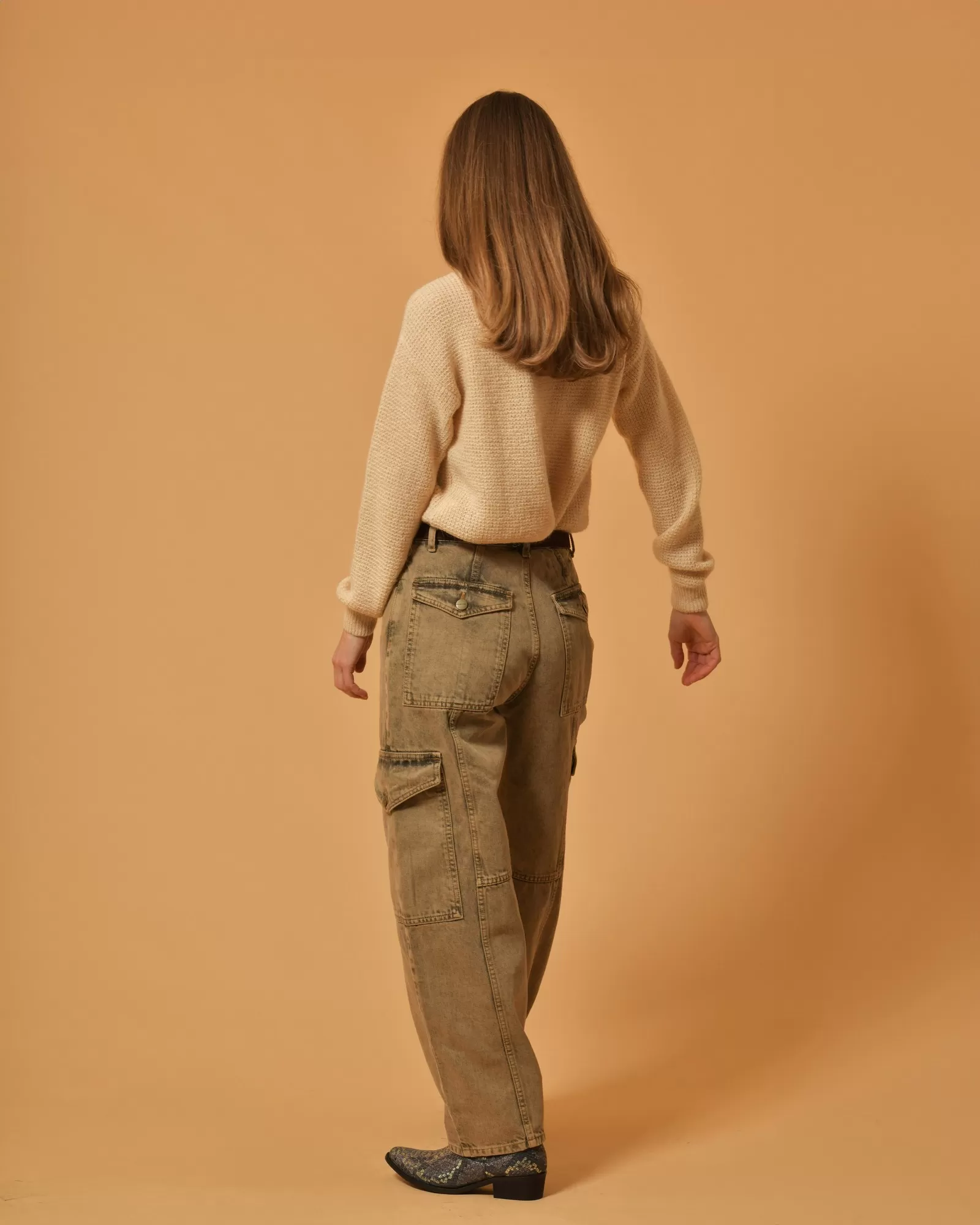 Jean cargo en coton beige Chloé Stora 