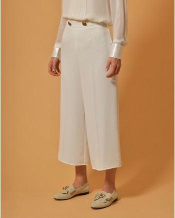 Pantalon en crêpe blanc Elisabetta Franchi 