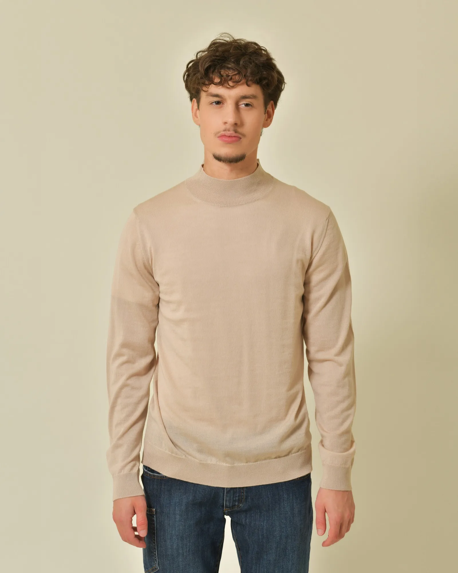 Pull en laine mérinos beige Daniele Fiesoli 