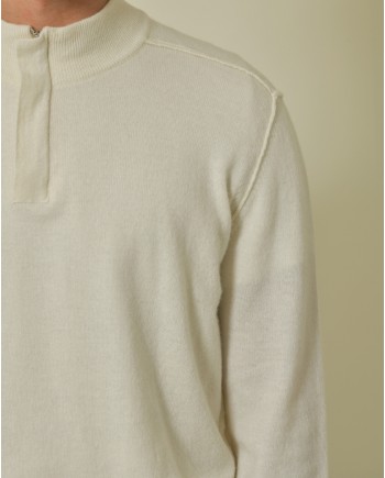 Pull en laine mélangée beige à col Wool & Co 