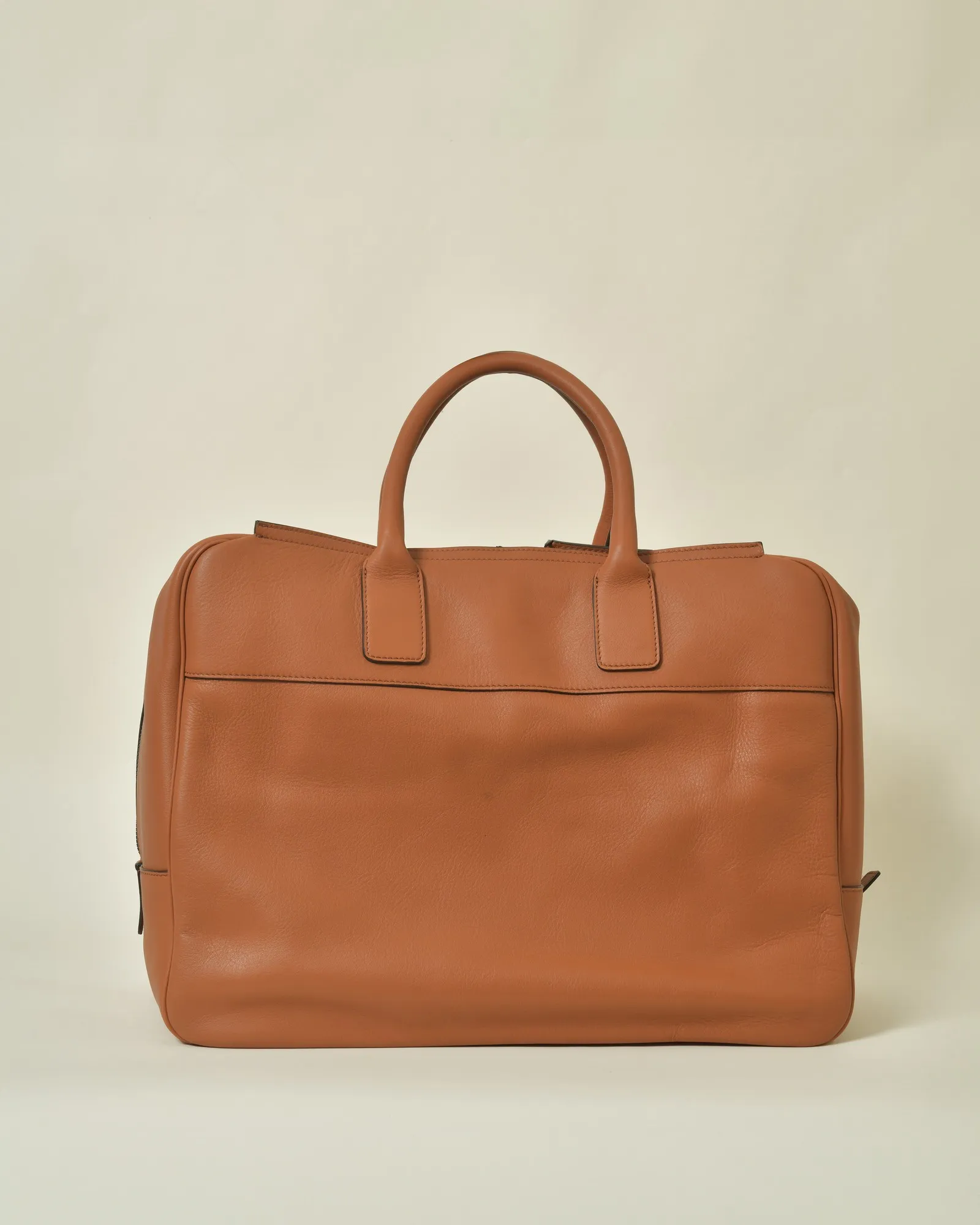 Sac de voyage en cuir lisse marron Falorni 