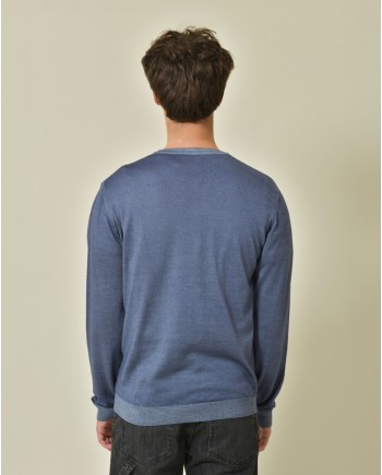 Pull en laine mérinos extrafine bleu Wool & Co 