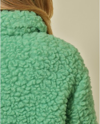 Manteau en laine bouclée verte T_Coat 