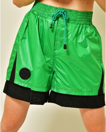 Short en tissu technique vert Malloni 