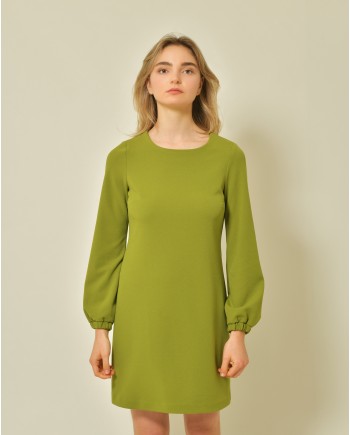 Robe en crêpe vert olive Vicario Cinque 