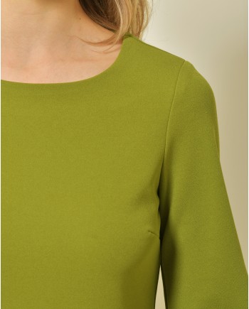 Robe en crêpe vert olive Vicario Cinque 