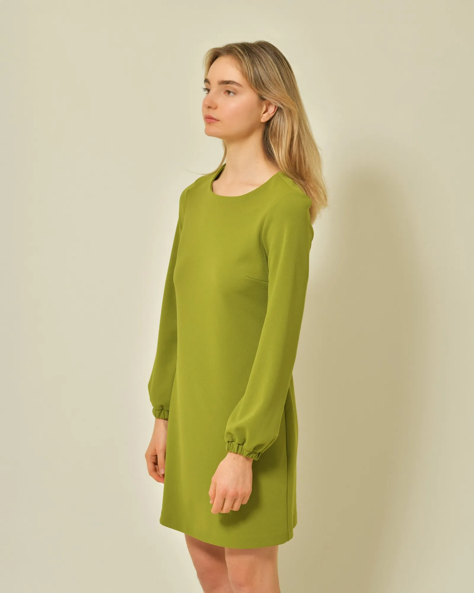 Robe en crêpe vert olive Vicario Cinque 