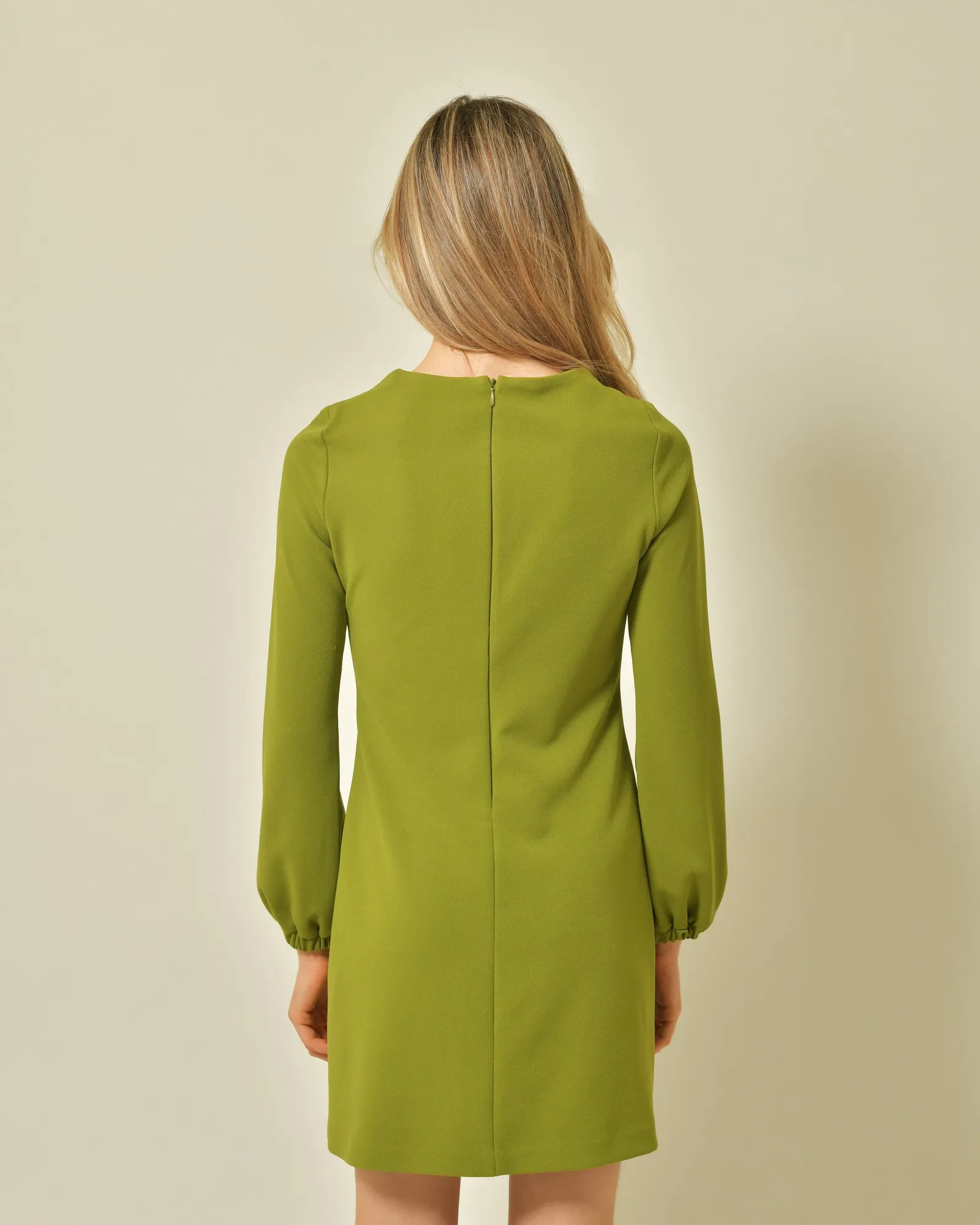 Robe en crêpe vert olive Vicario Cinque 