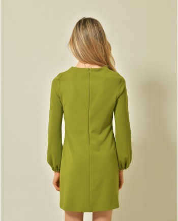 Robe en crêpe vert olive Vicario Cinque 