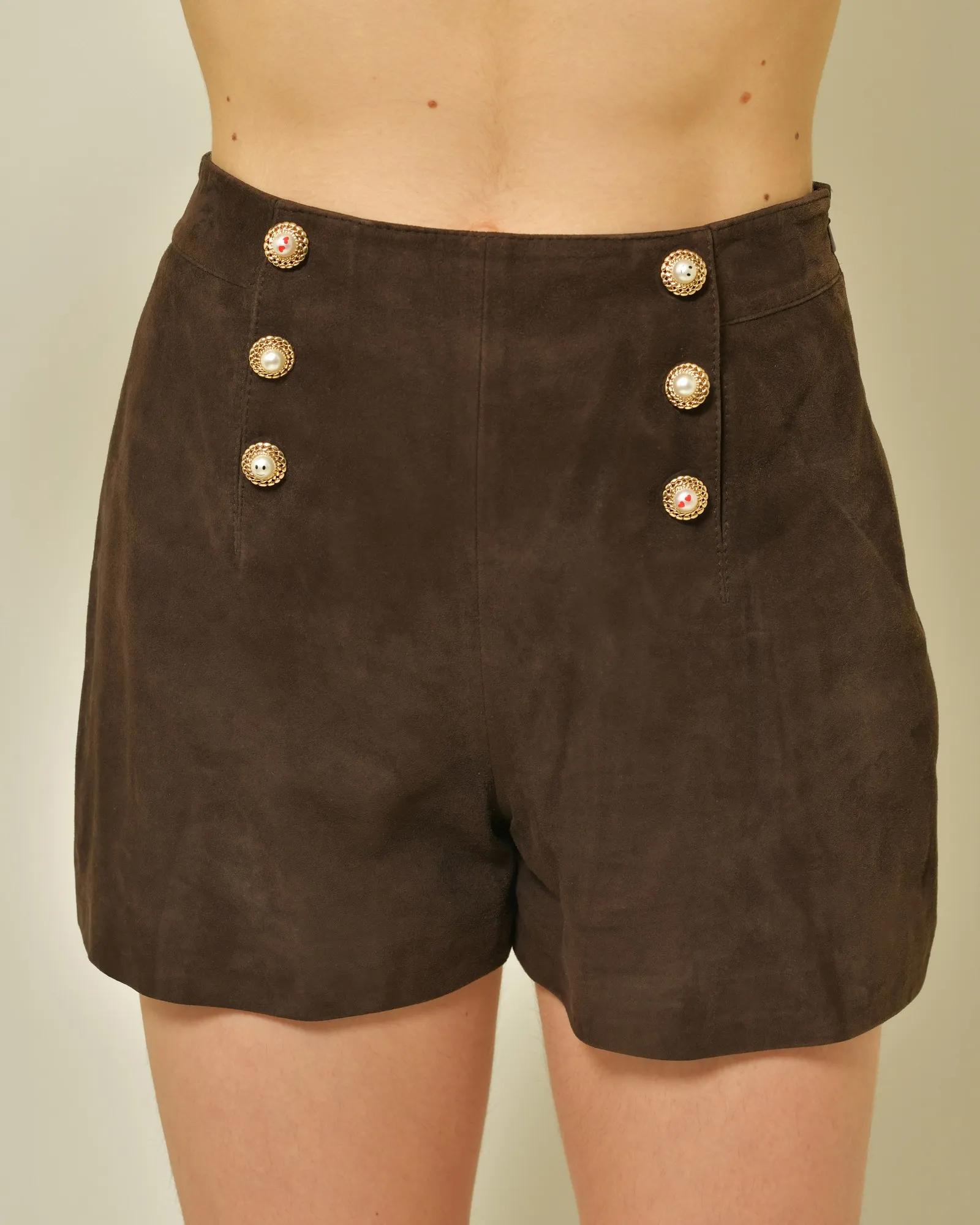 Mini-short en daim marron Edward Achour 