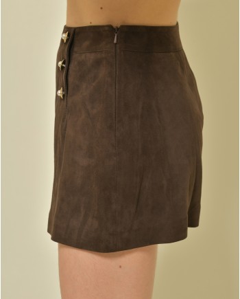 Mini-short en daim marron Edward Achour 