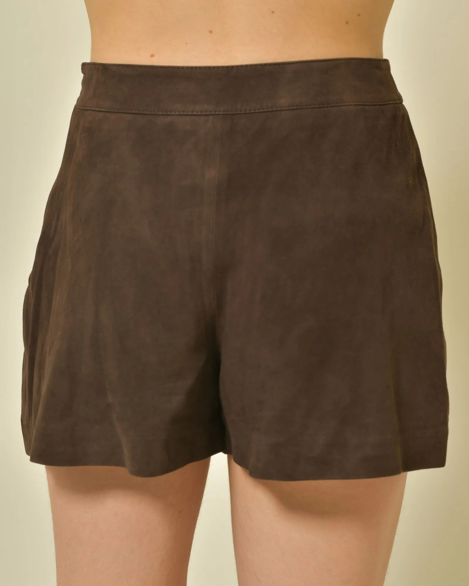 Mini-short en daim marron Edward Achour 