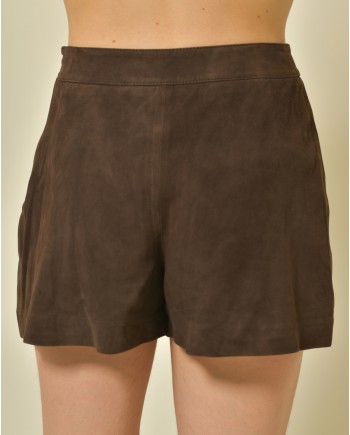 Mini-short en daim marron Edward Achour 