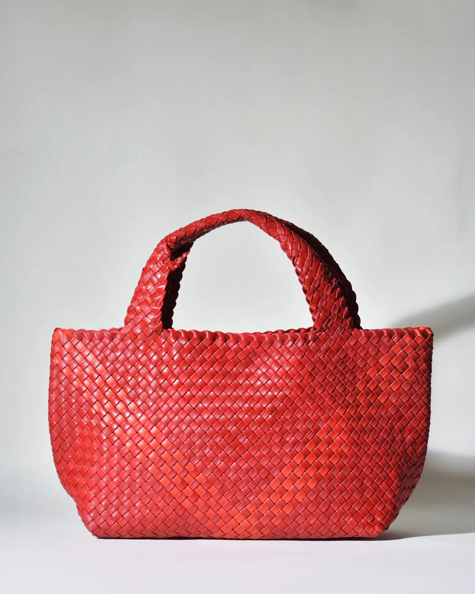 Sac porté épaule en cuir tressé rouge Falorni 