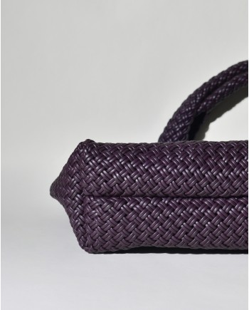 Sac porté épaule en cuir tressé violet Falorni 