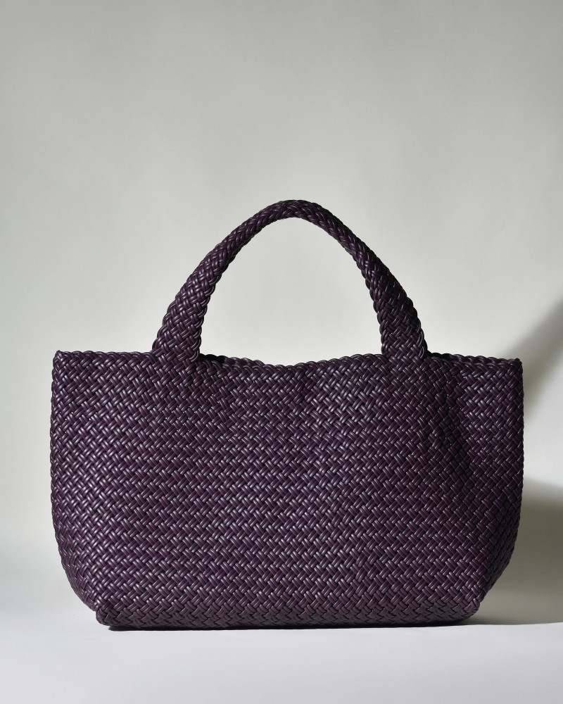 Sac porté épaule en cuir tressé violet Falorni 