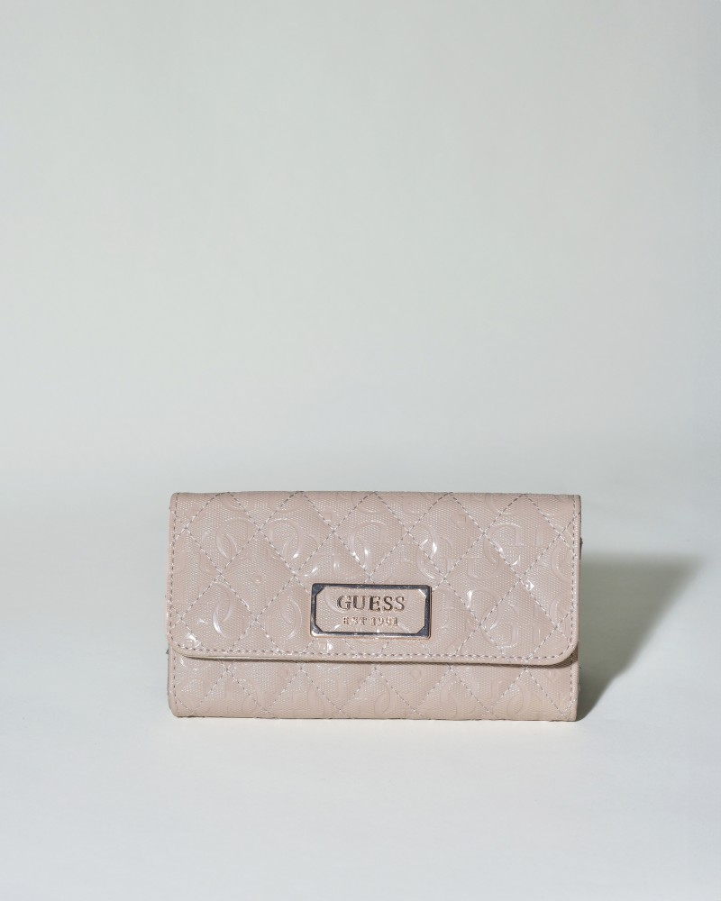 Portefeuille en cuir texturé rose Guess 