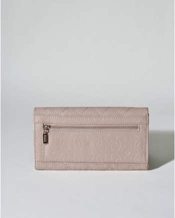 Portefeuille en cuir texturé rose Guess 