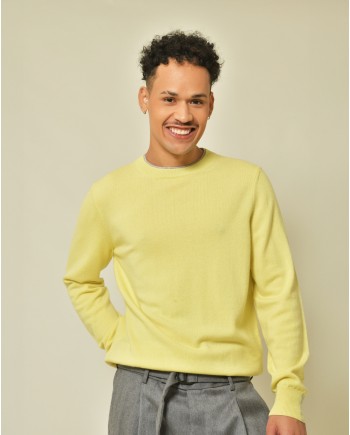 Pull en laine soie et cachemire jaune Peserico 