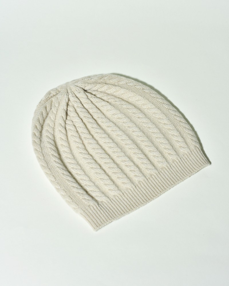 Bonnet en laine, soie et cachemire beige Peserico 