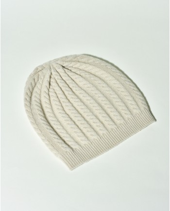 Bonnet en laine, soie et cachemire beige Peserico 