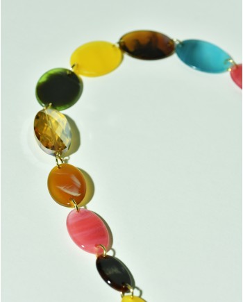 Collier doré et cristaux colorés Edward Achour 