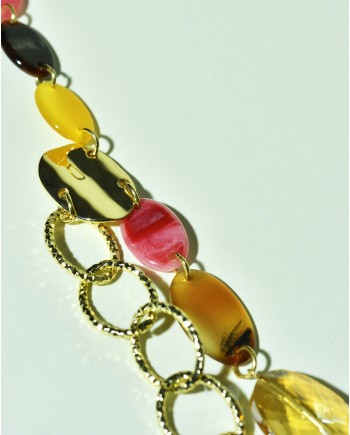 Collier doré et cristaux colorés Edward Achour 