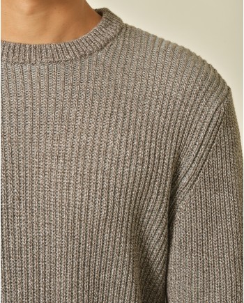 Pull en coton marron et gris Vneck 