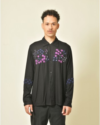 Chemise en rayon noir à broderies Noma 