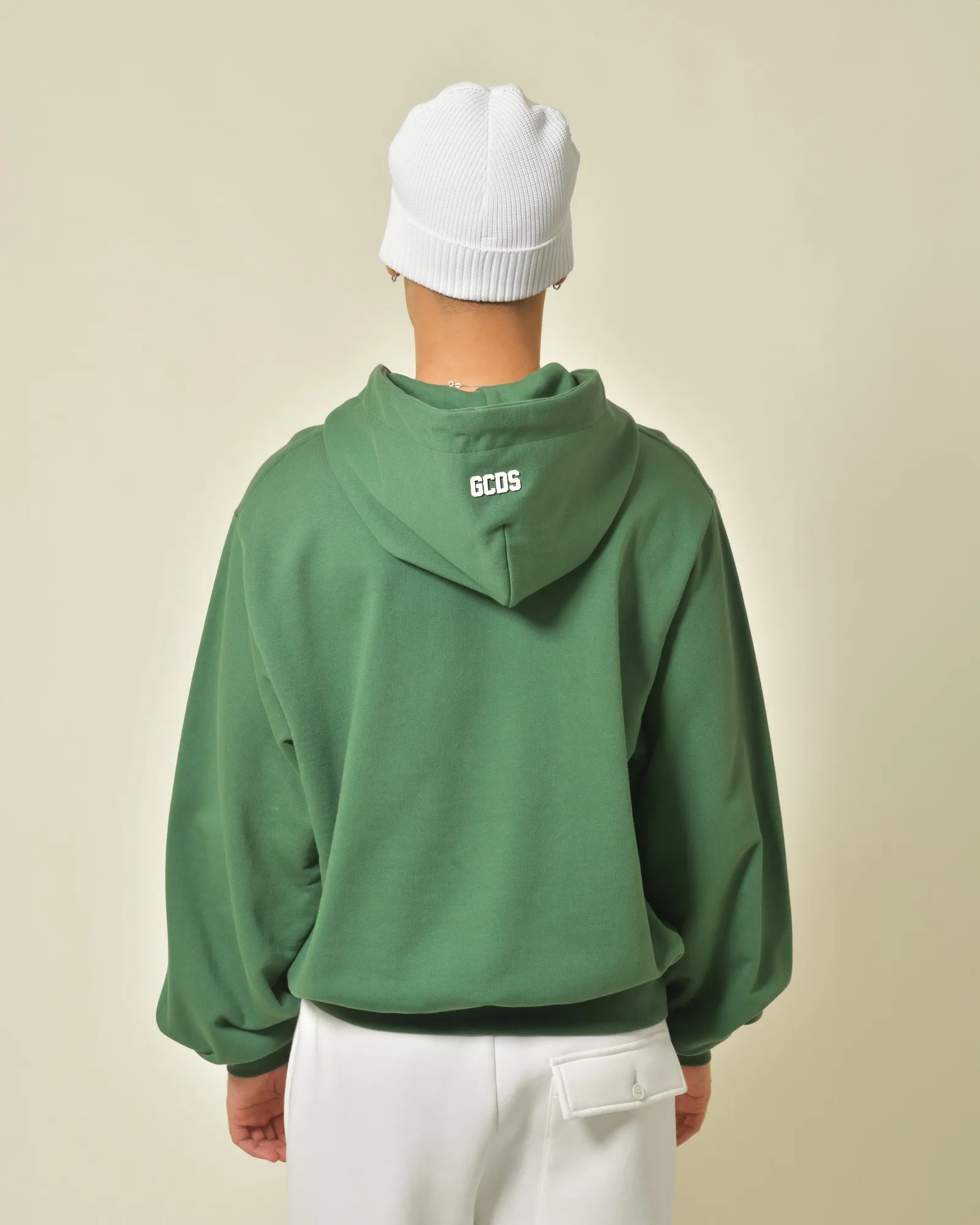 Sweat en coton vert à capuche GCDS 