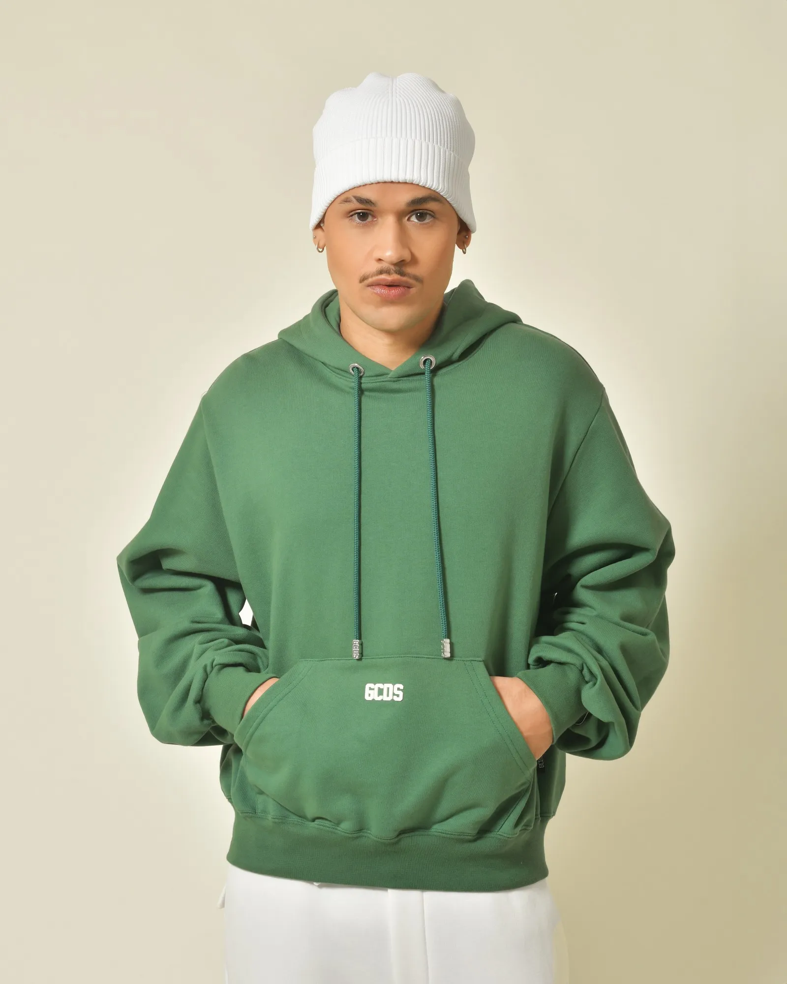 Sweat en coton vert à capuche GCDS 