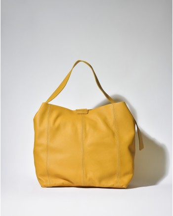 Sac porté épaule en cuir jaune Falorni 