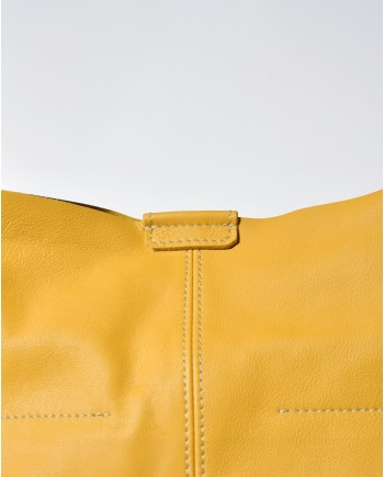 Sac porté épaule en cuir jaune Falorni 