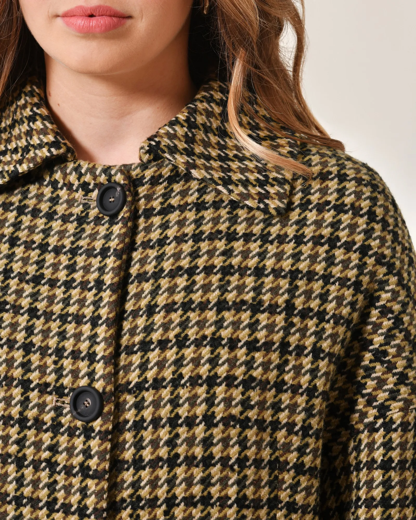 Manteau à motif pied de poule jaune Mouche 